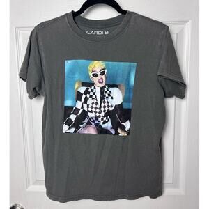 Cardi B Shirt Gray Short Sleeve Crew Neck Concert Shirt Band Tee Size Small